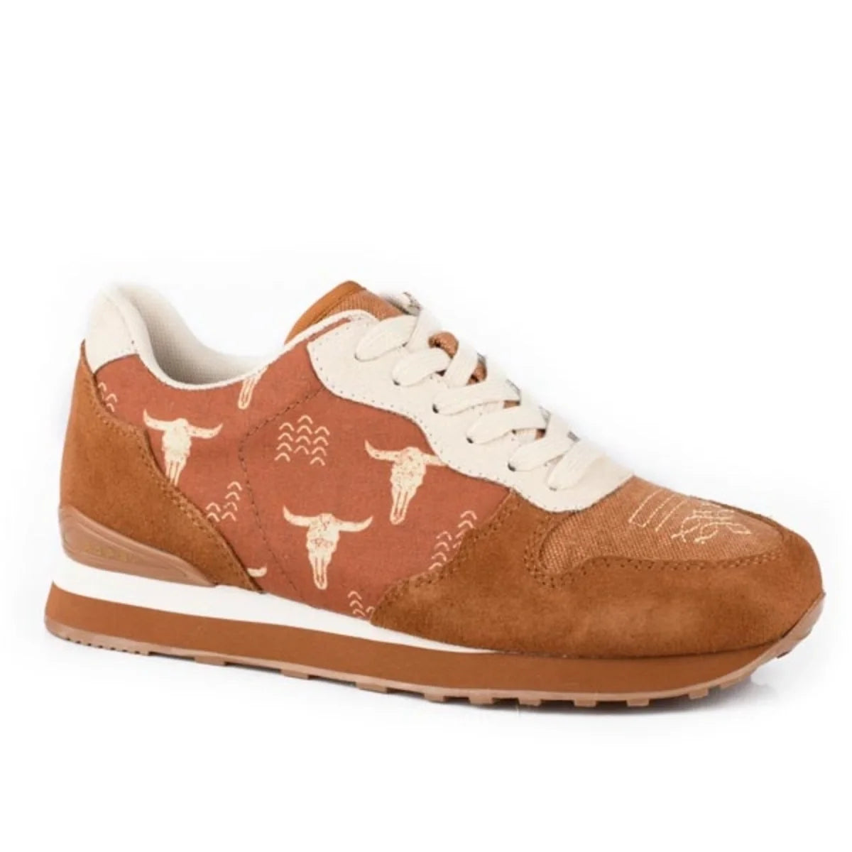 Roper Giddyup Longhorn Jogger (Brown) - Women's Lace Up Suede Leather Sneaker