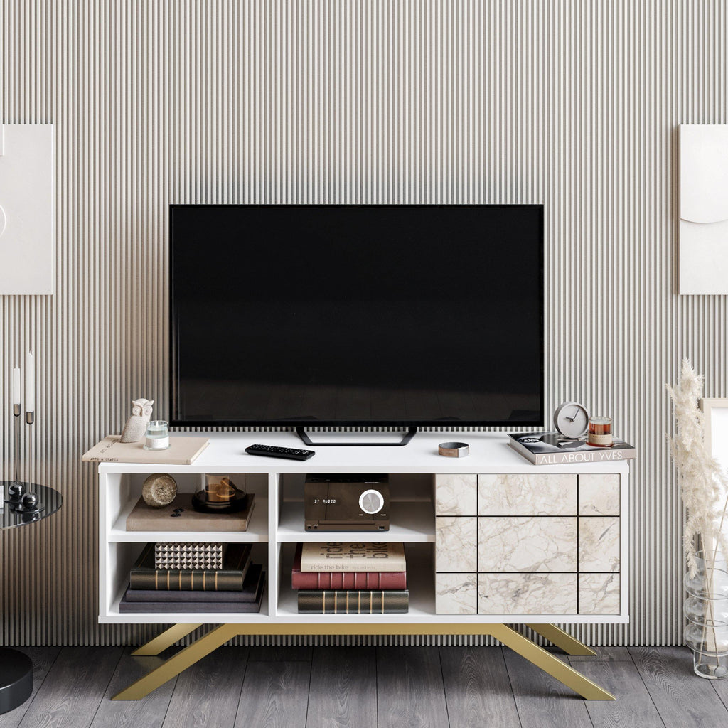North 51" TV Stand & Media Console with Cabinet and Shelves