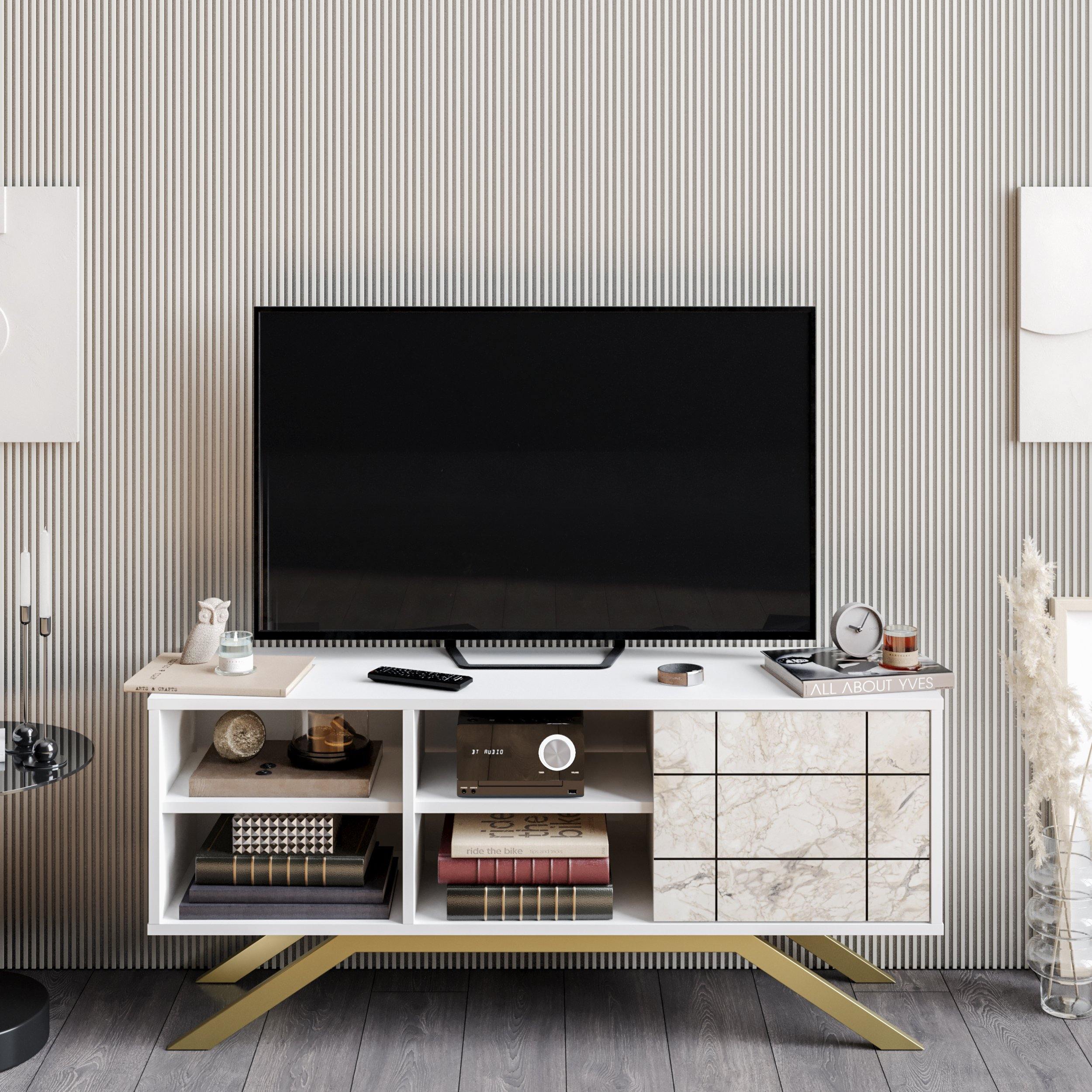 North 51" TV Stand & Media Console with Cabinet and Shelves