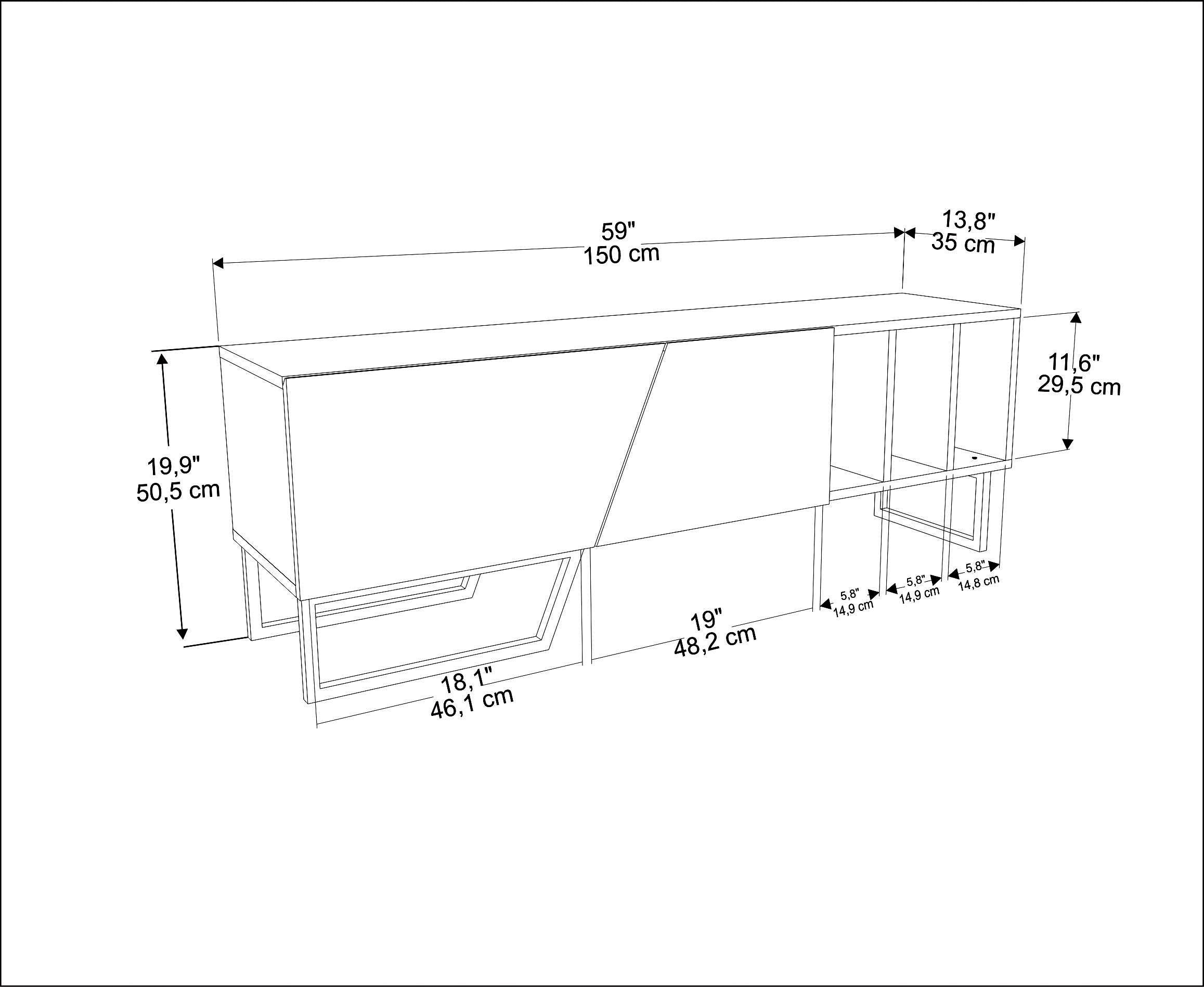 Linossa 59" Modern TV Stand & Media Console – Fits TVs Up to 65"