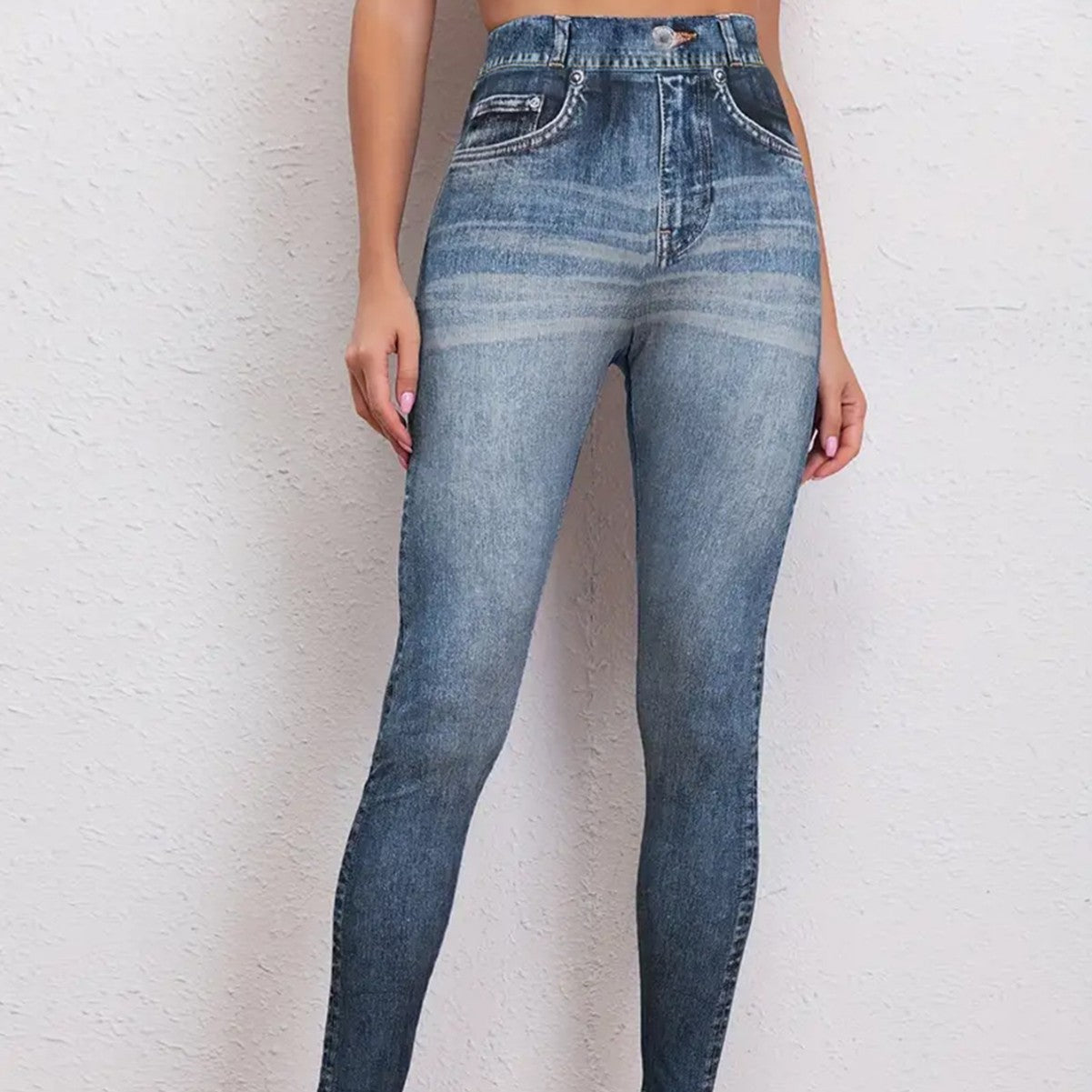 Retro Denim-Look Butt-Lifting Yoga Leggings