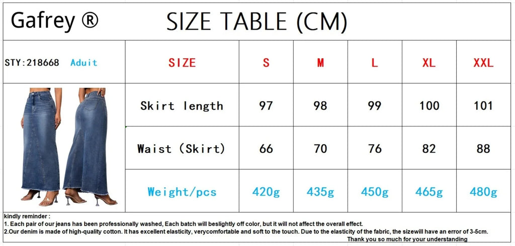 Women Denim Midi Skirt High Waist Fishtail Bodycon Fringe Hem Slim Fit Casual Vintage Streetwear Fashion Jean Skirt For Ladies