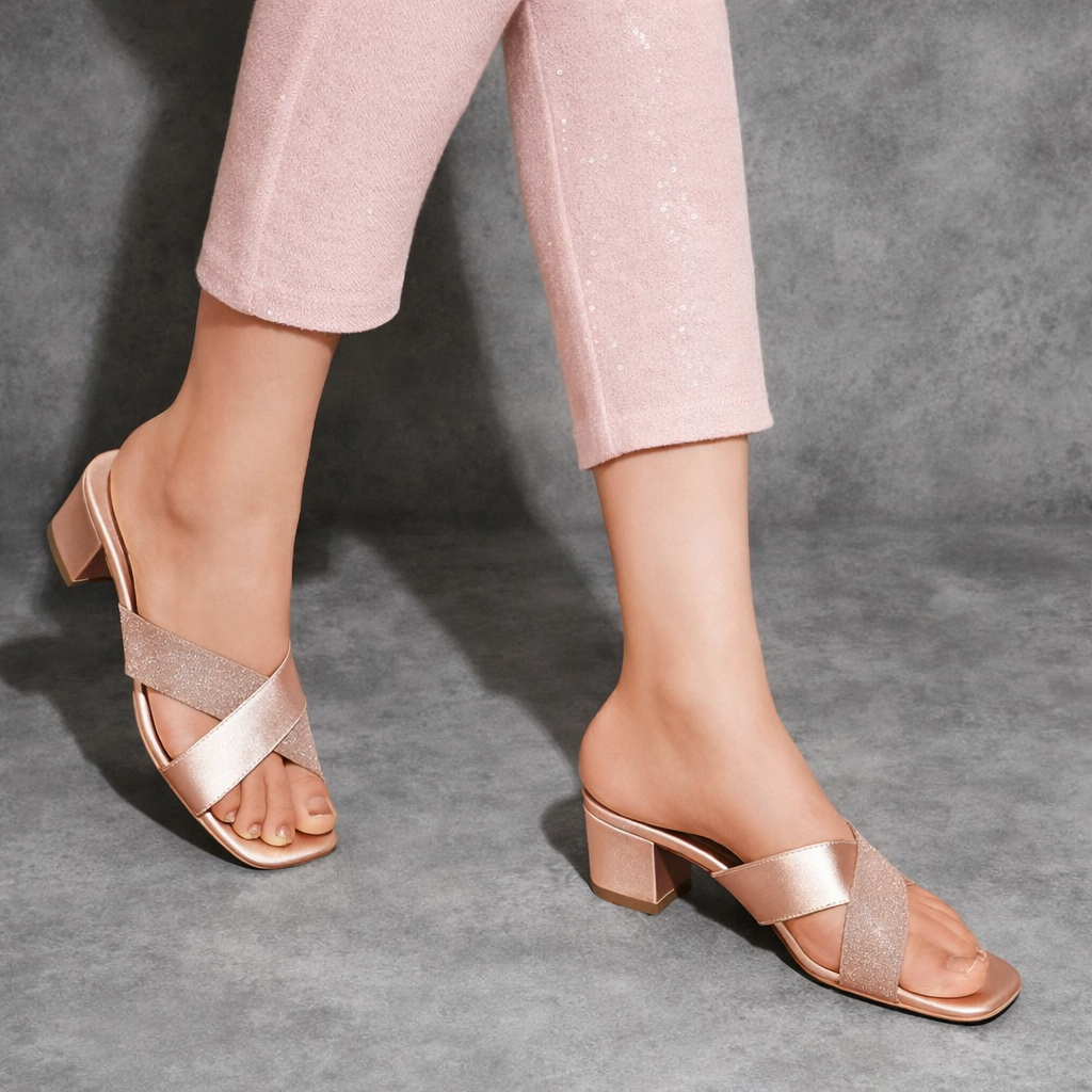 Clara – Gold Block Heels ✨