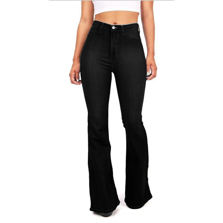 Women's Plus Size Slim Bell Bottom Denim Jeans
