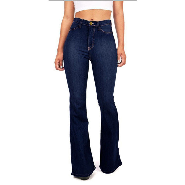 Women's Plus Size Slim Bell Bottom Denim Jeans
