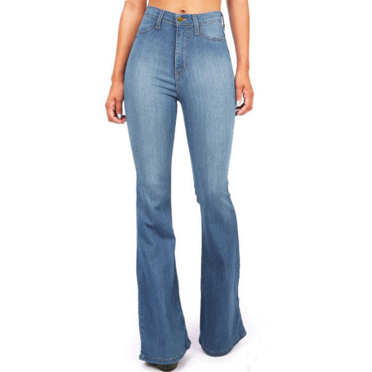 Women's Plus Size Slim Bell Bottom Denim Jeans