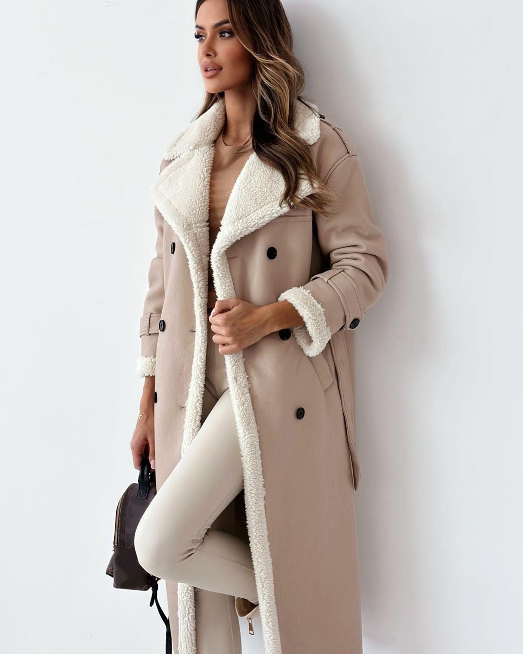 Women’s Belted Double-Breasted Winter Trench Coat – Elegant Warmth & Timeless Style