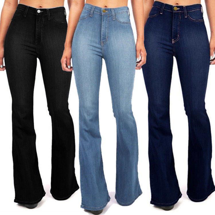 Women's Plus Size Slim Bell Bottom Denim Jeans