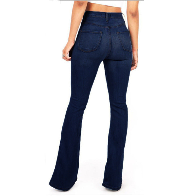 Women's Plus Size Slim Bell Bottom Denim Jeans
