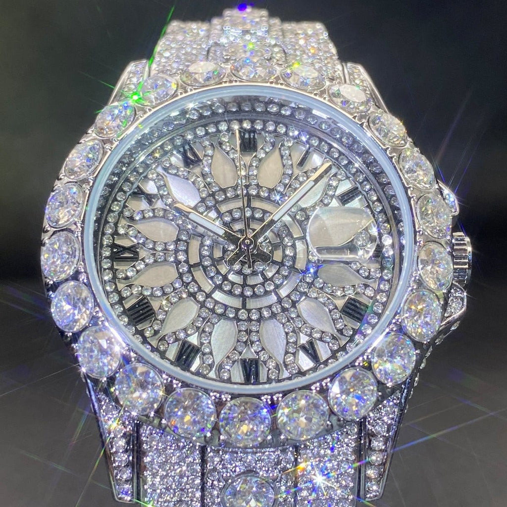 Men's Diamond-Encrusted Hip-Hop Watch – Luxury Style That Commands Attention