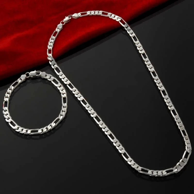 Noble 925 Silver 4MM Chain Jewelry Set