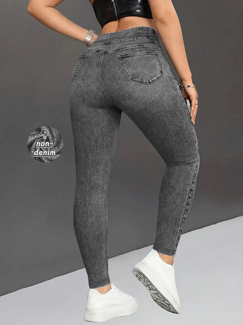 Retro Denim-Look Butt-Lifting Yoga Leggings