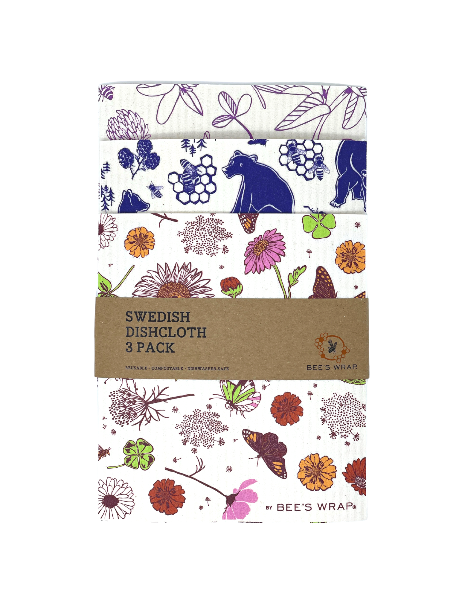 Bee's Wrap - Swedish Dishcloth 3 Pack - Original Mixed Prints