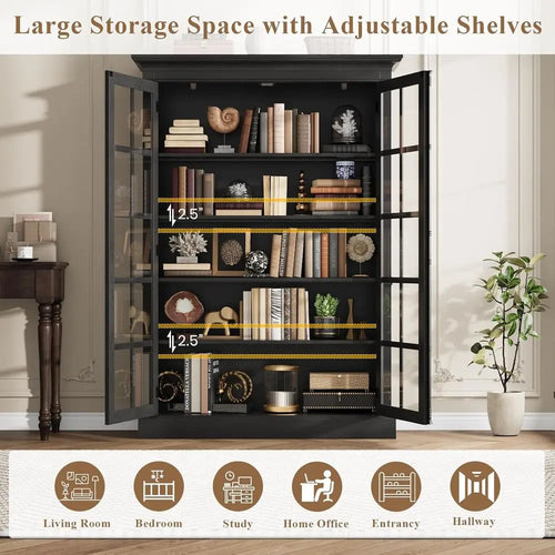 65" Tall Display Cabinet – Black