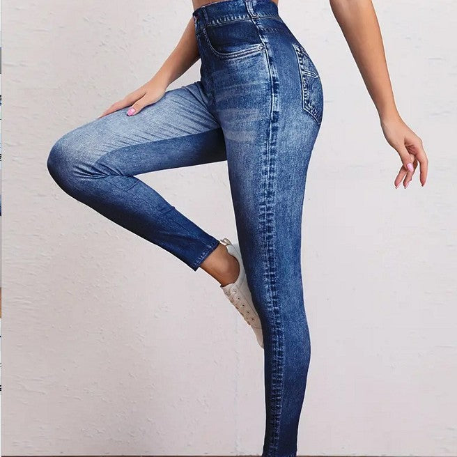 Retro Denim-Look Butt-Lifting Yoga Leggings