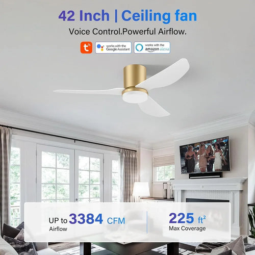 42-Inch Smart Ceiling Fan with Light – WiFi & Voice Control