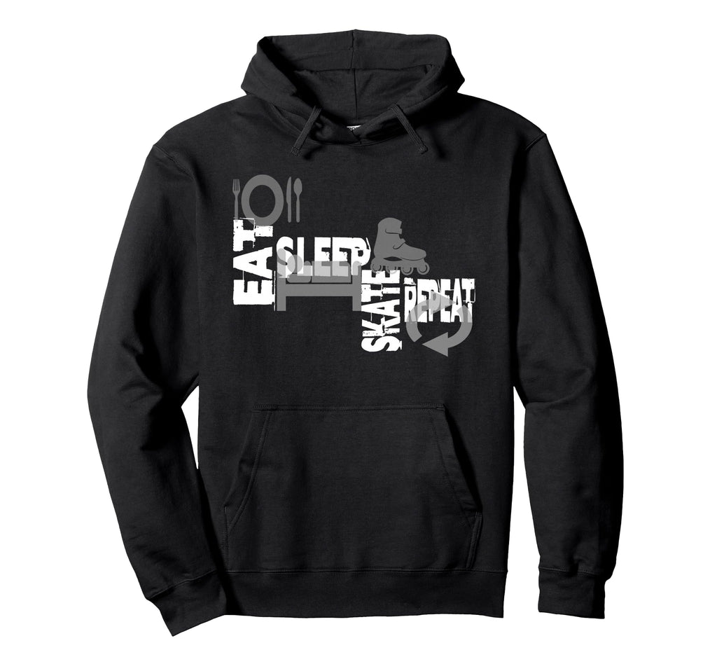 Skating Eat Sleep Skate Repeat Inline Hoodie - Minimalist Print Men Women