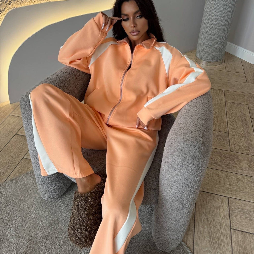 Women’s Long-Sleeve Zip-Up Jacket & Sweatpants Two-Piece Set