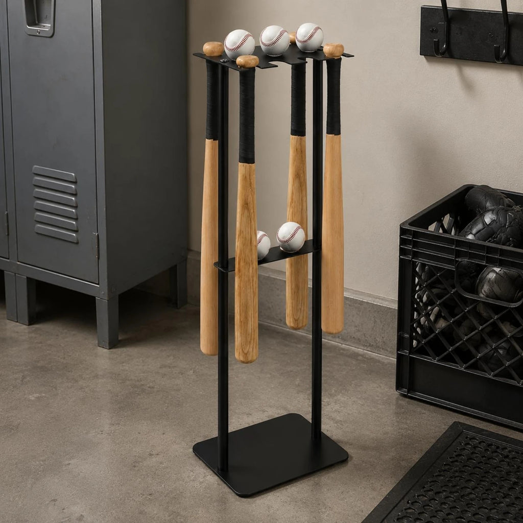 Metal Baseball Display Rack Space Saving Baseball Club Storage Rack Floor Club Holder Compact Design Easy to Clean