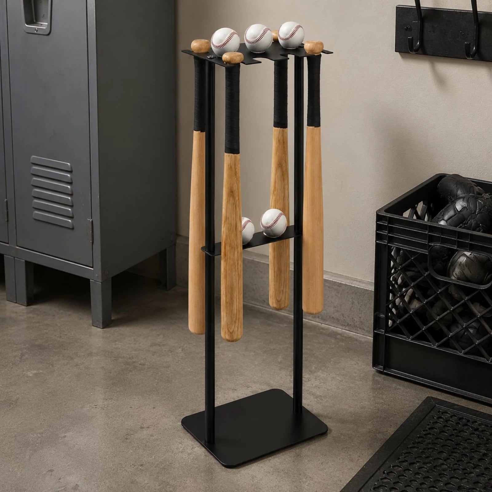 Metal Baseball Display Rack Space Saving Baseball Club Storage Rack Floor Club Holder Compact Design Easy to Clean
