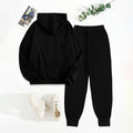 Women’s Solid 2-Piece Set – Letter Print Hoodie & Matching Pants