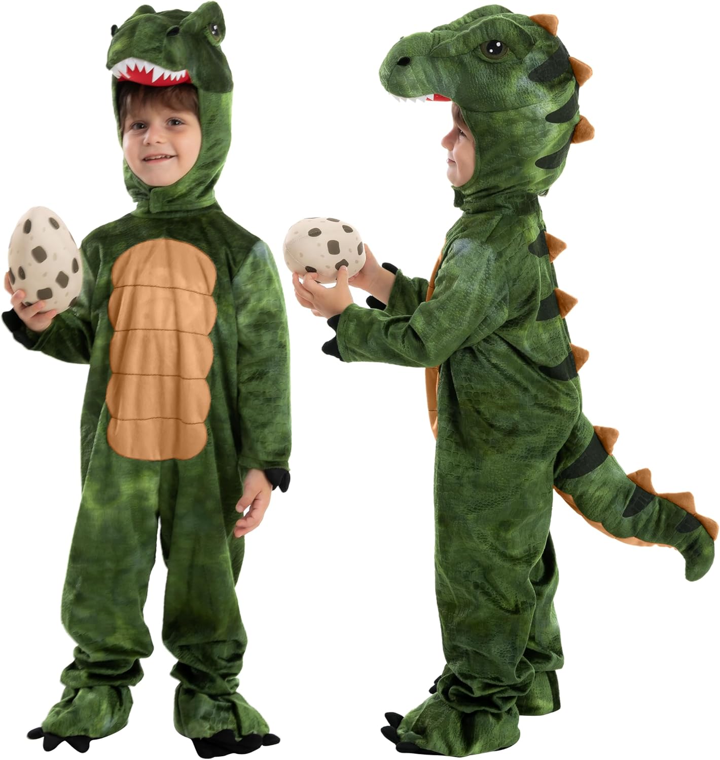 🦖 Realistic T-Rex Costume for Kids & Toddlers – Dinosaur Jumpsuit with Egg