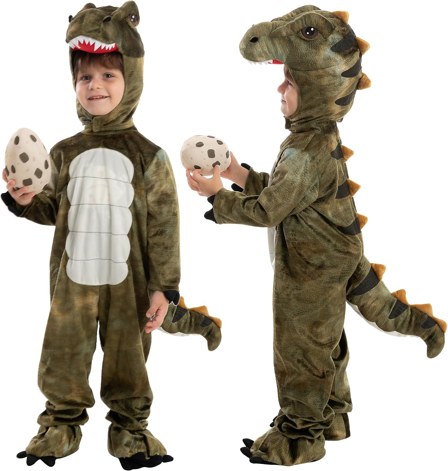 🦖 Realistic T-Rex Costume for Kids & Toddlers – Dinosaur Jumpsuit with Egg