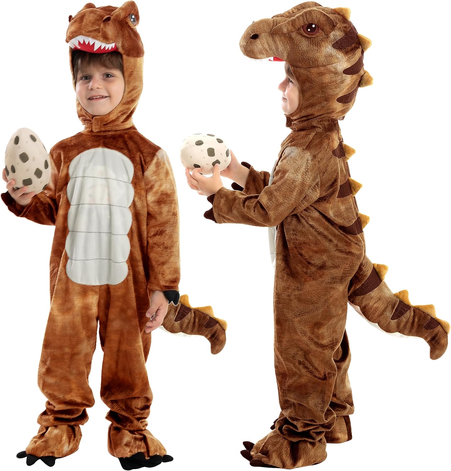 🦖 Realistic T-Rex Costume for Kids & Toddlers – Dinosaur Jumpsuit with Egg