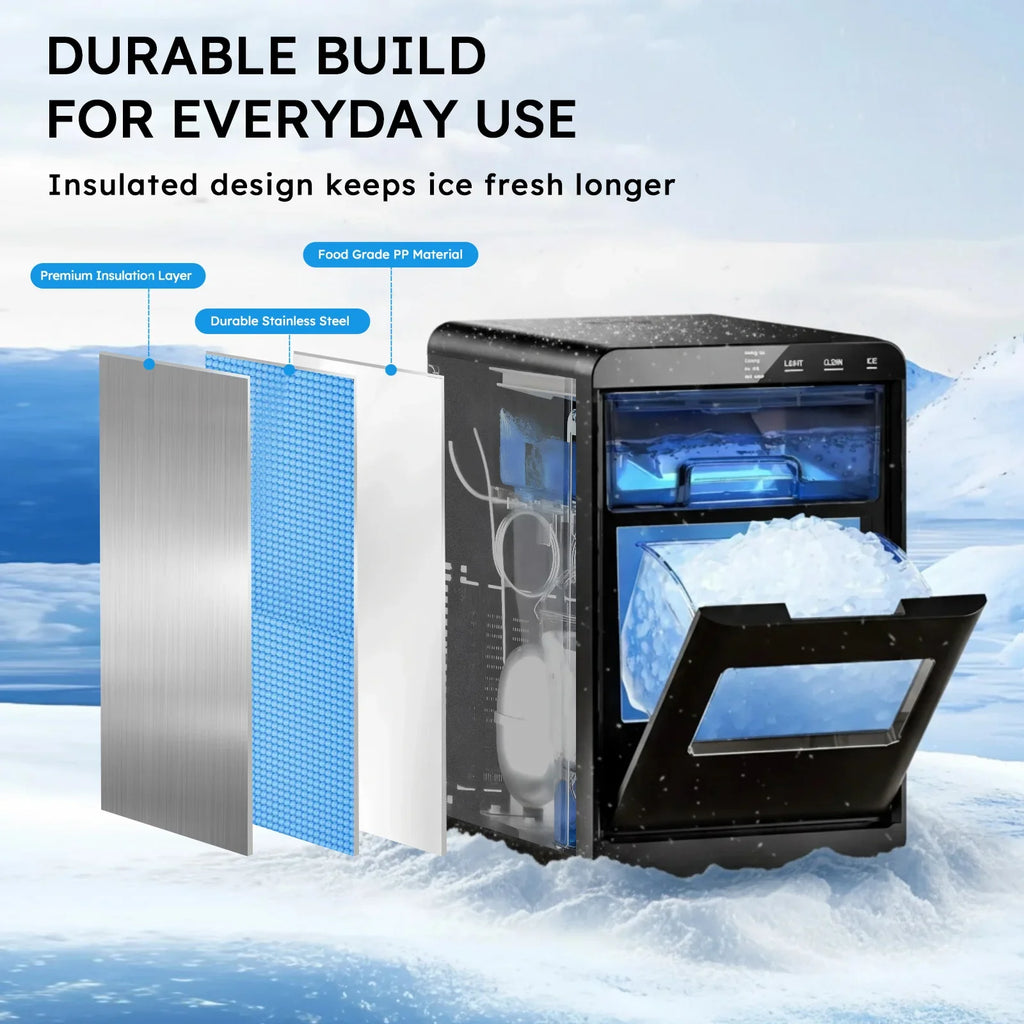 SHICUO Nugget Ice Maker Countertop – 44 lbs Per Day | Self-Cleaning