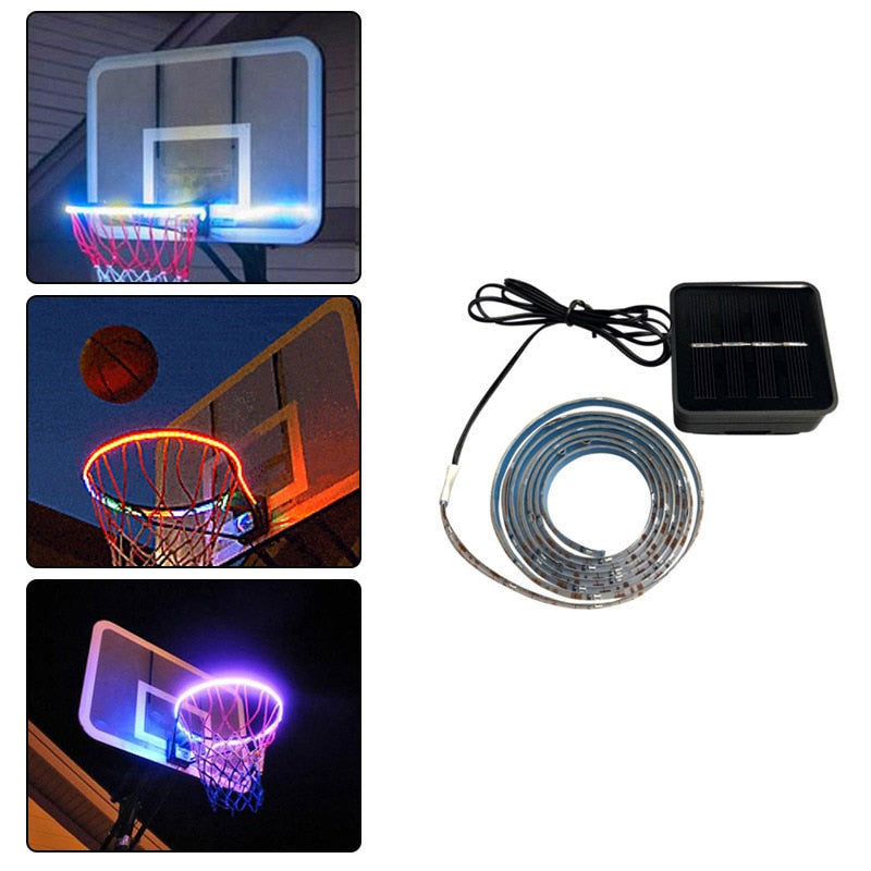 LED Basketball Hoop Light – Solar-Powered Color-Changing Rim Light with Motion Sensor