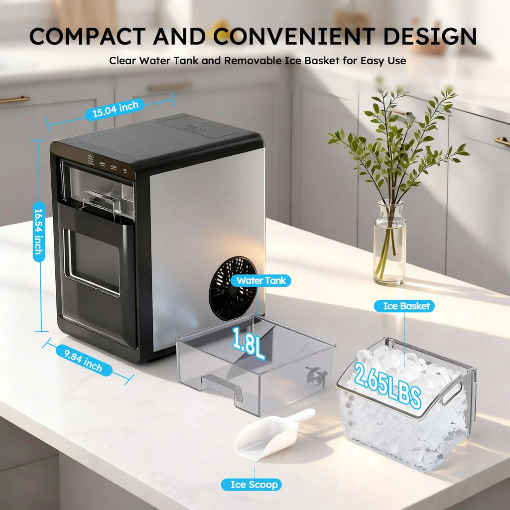 SHICUO Nugget Ice Maker Countertop – 44 lbs Per Day | Self-Cleaning
