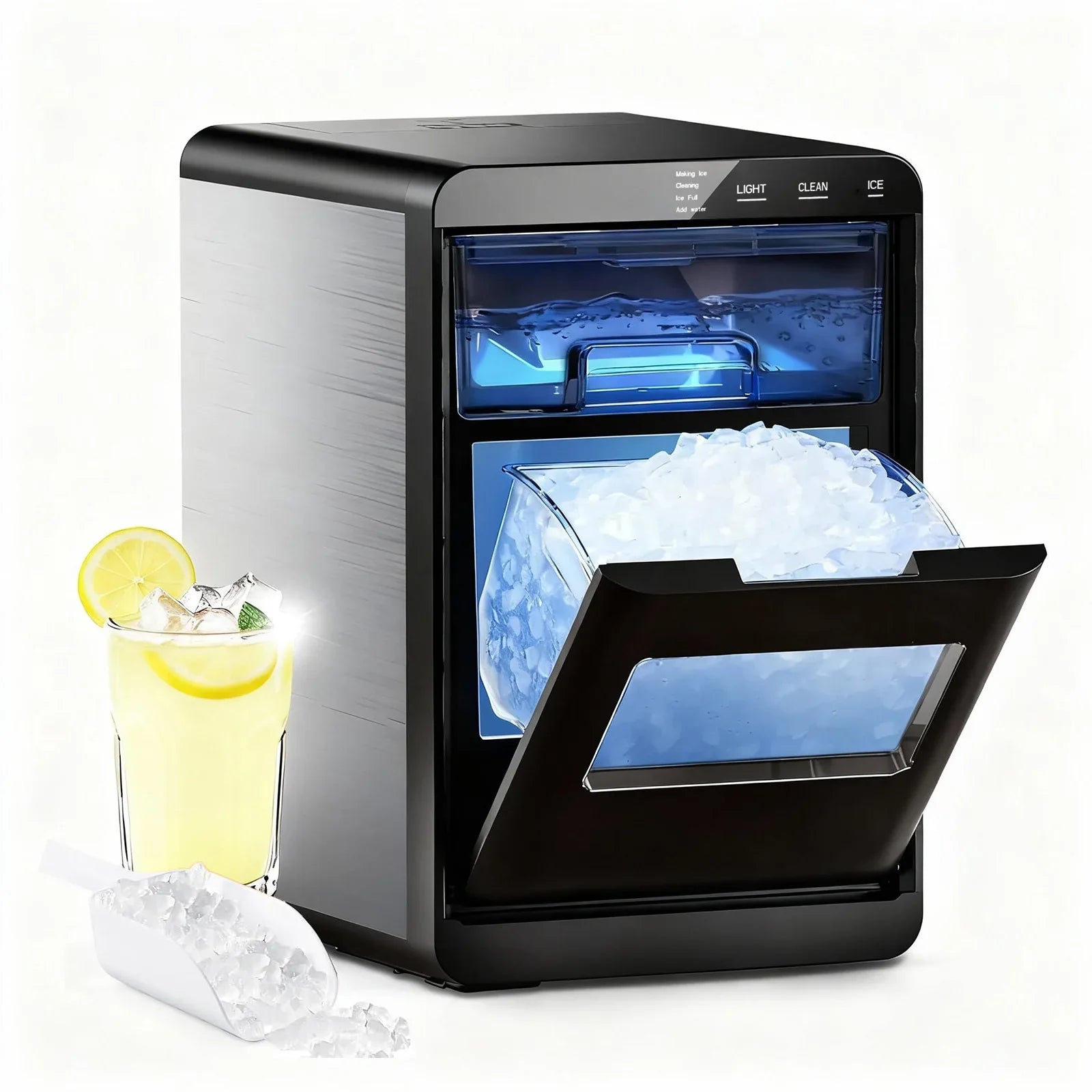 SHICUO Nugget Ice Maker Countertop – 44 lbs Per Day | Self-Cleaning