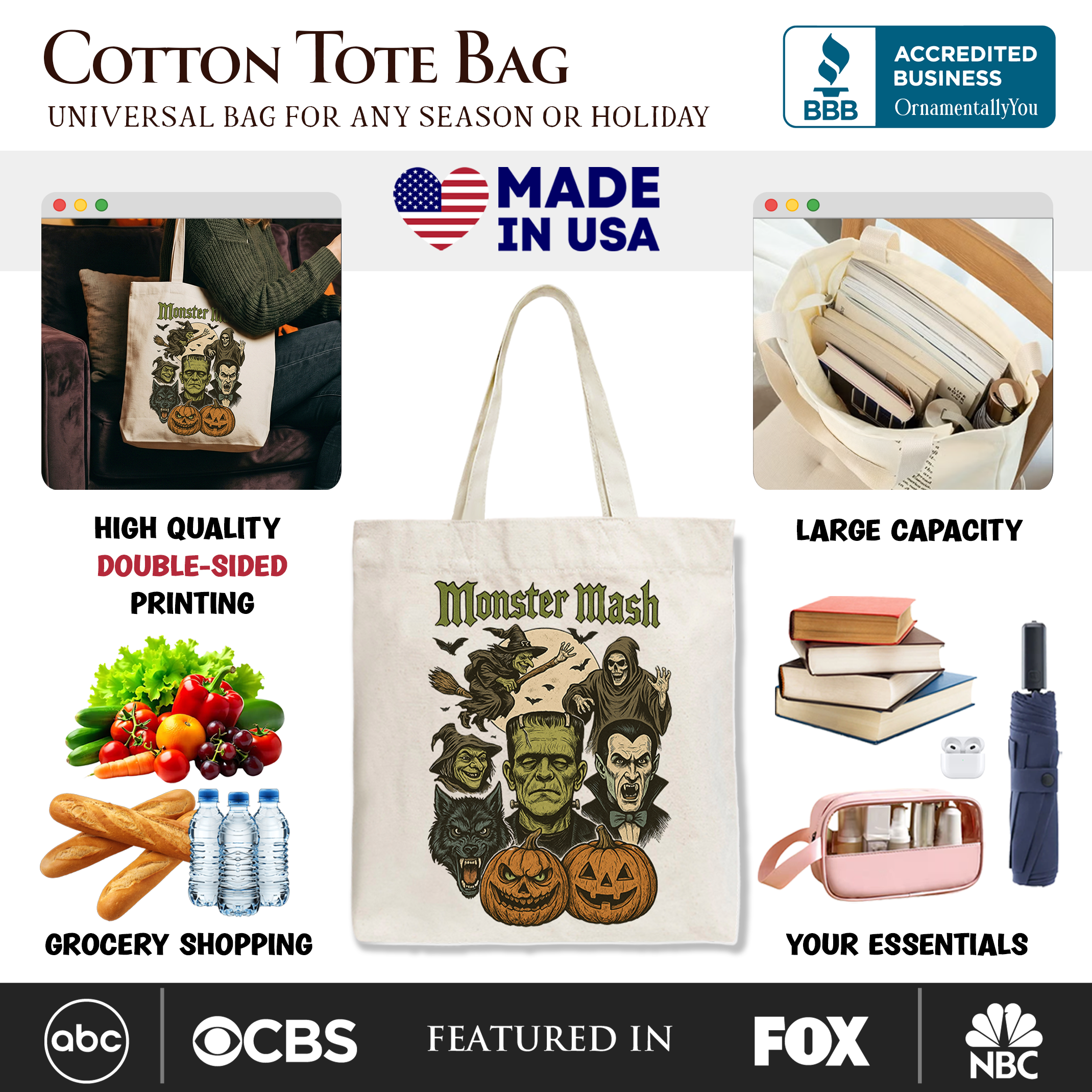 👹🎃 Monster Mash Classic Tote Bag – Spooky Season Shopper