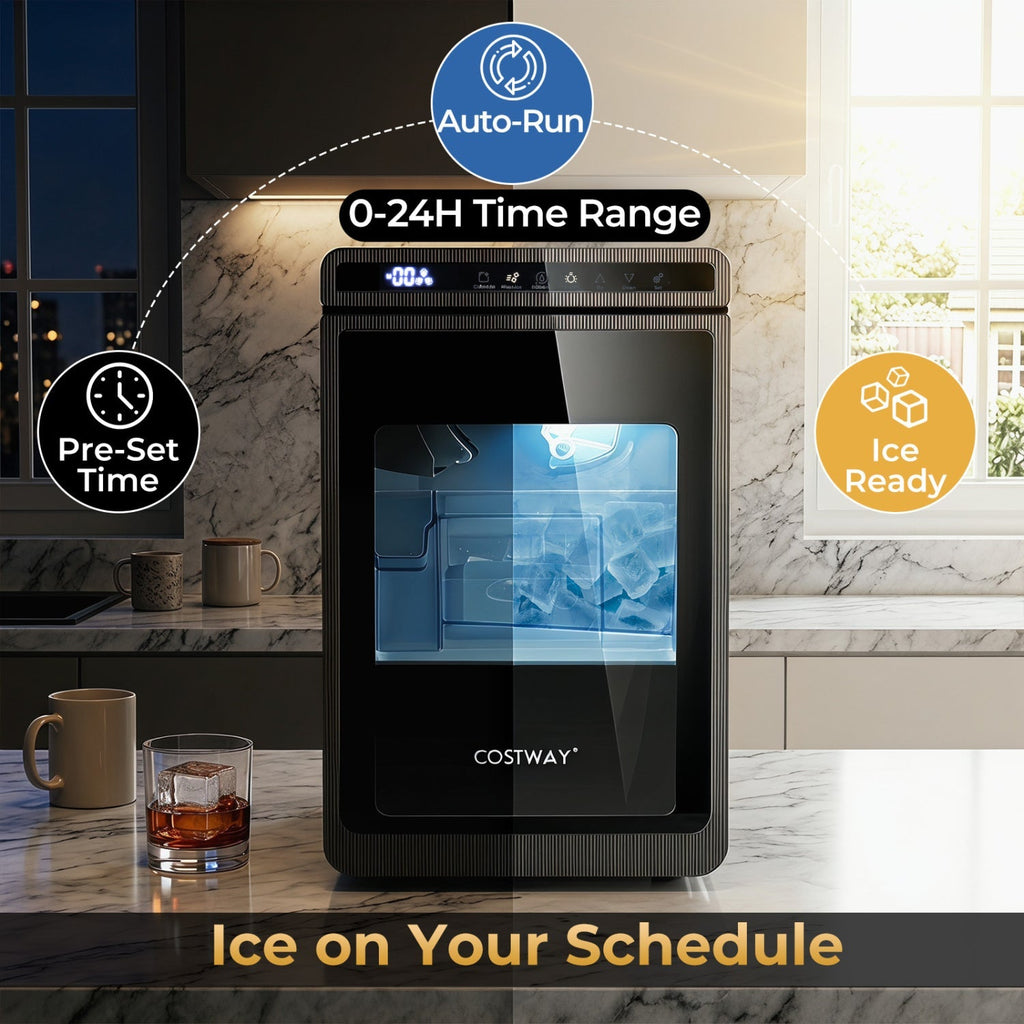 🧊 Countertop Ice Maker – 1.6" Clear Ice Cubes | 26 lbs/Day