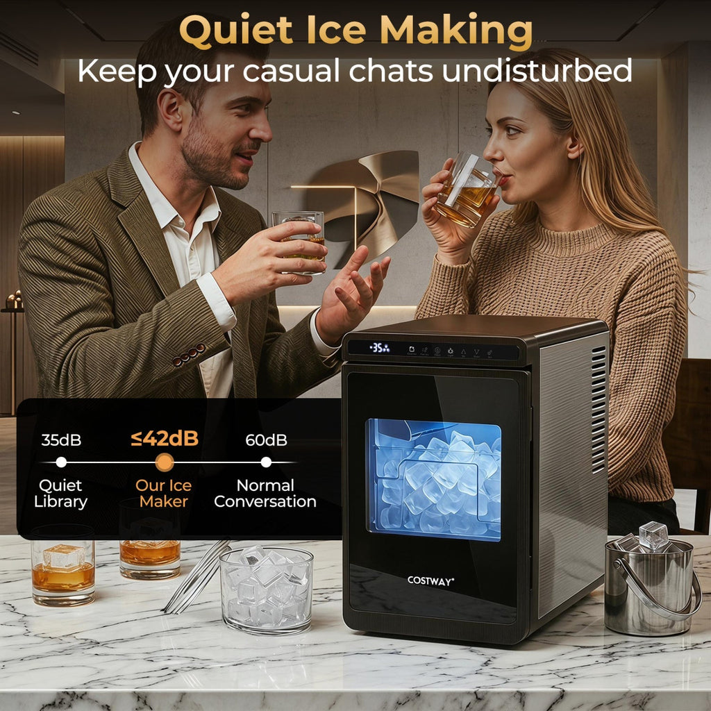 🧊 Countertop Ice Maker – 1.6" Clear Ice Cubes | 26 lbs/Day