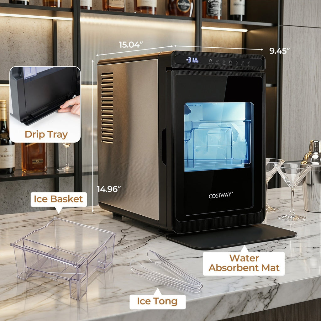 🧊 Countertop Ice Maker – 1.6" Clear Ice Cubes | 26 lbs/Day
