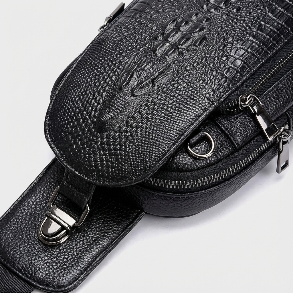 Men's Croc-Embossed Leather Sling Bag – Executive Commuter Carry
