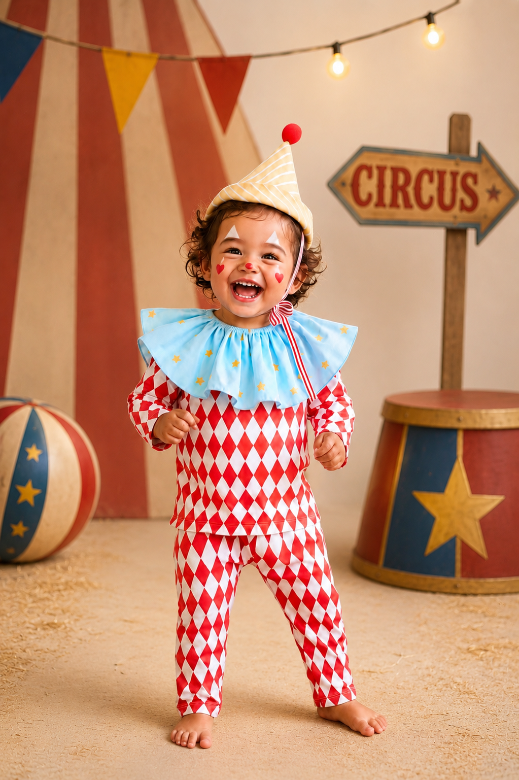 🎪🤡 Vintage Harlequin Clown Costume for Kids – Circus Halloween Costume 🎃