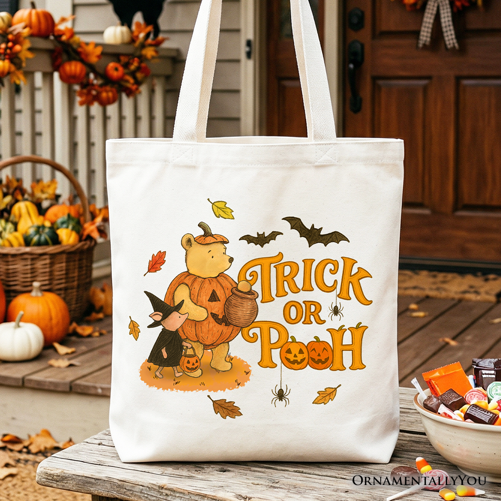 Trick or Treat Winnie-the-Pooh Tote Bag, 1926 A.A. Milne Vintage Halloween Gift Shopper