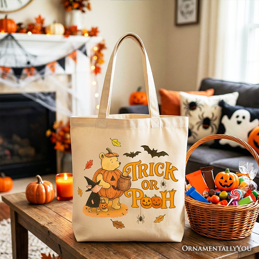 Trick or Treat Winnie-the-Pooh Tote Bag, 1926 A.A. Milne Vintage Halloween Gift Shopper