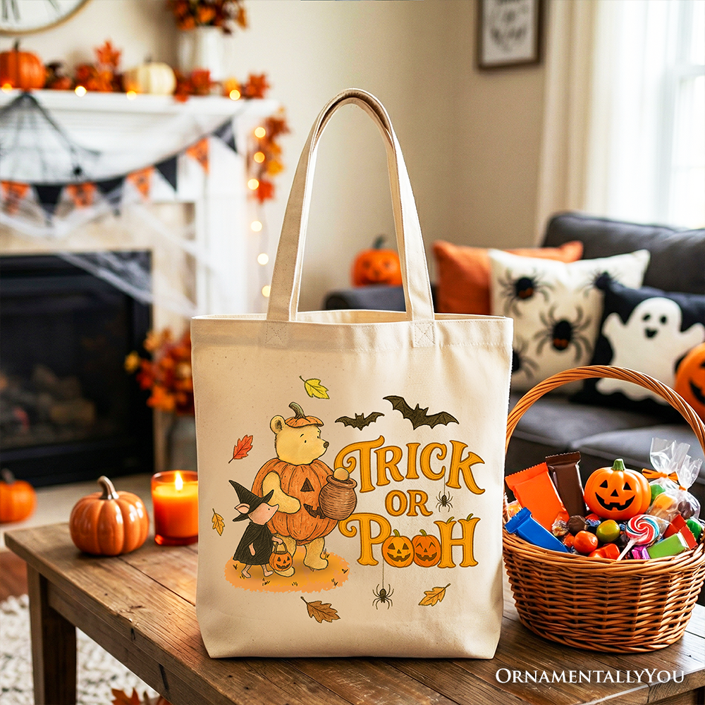 Trick or Treat Winnie-the-Pooh Tote Bag, 1926 A.A. Milne Vintage Halloween Gift Shopper