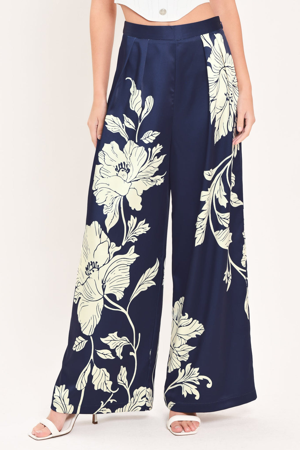 🤍 WHITE MAGNOLIA CURRENT WOVEN WIDE LEG PANTS