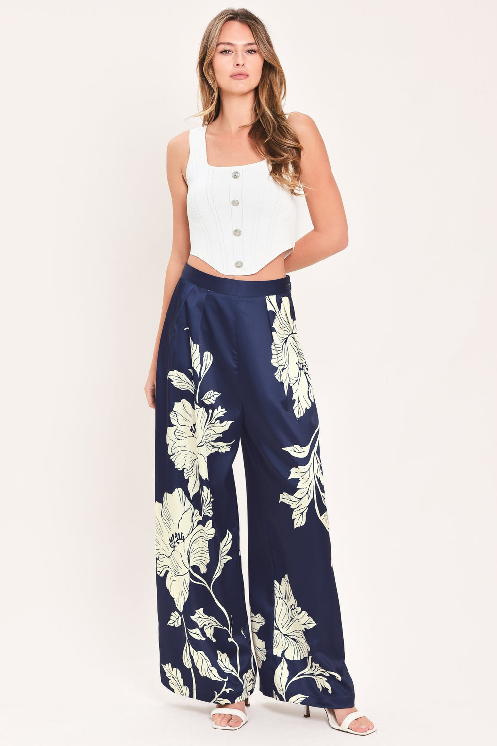 🤍 WHITE MAGNOLIA CURRENT WOVEN WIDE LEG PANTS