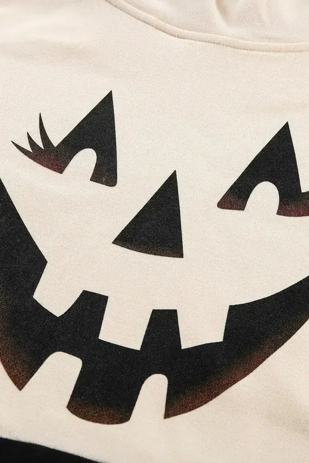 🎃🖤 Cute Black Cowl Neck Pumpkin Print Color Block Halloween Sweatshirt