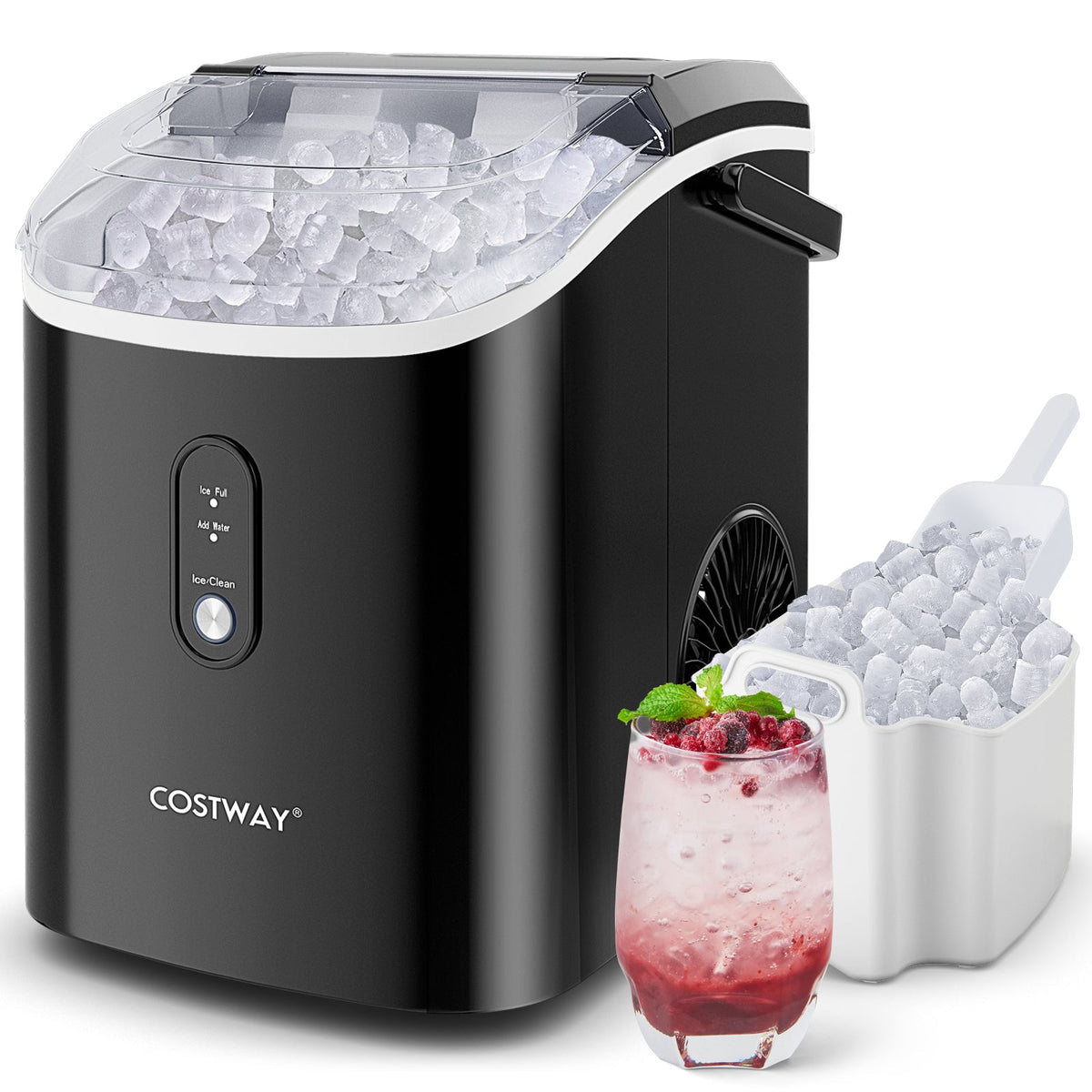 Nugget Countertop Ice Maker with Soft Chewable Pellet Ice-Black