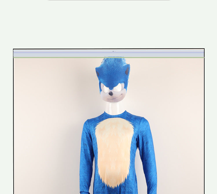 🦔 Spot Sonic Play Costume – Supersonic Kids Halloween Jumpsuit 💙🖤