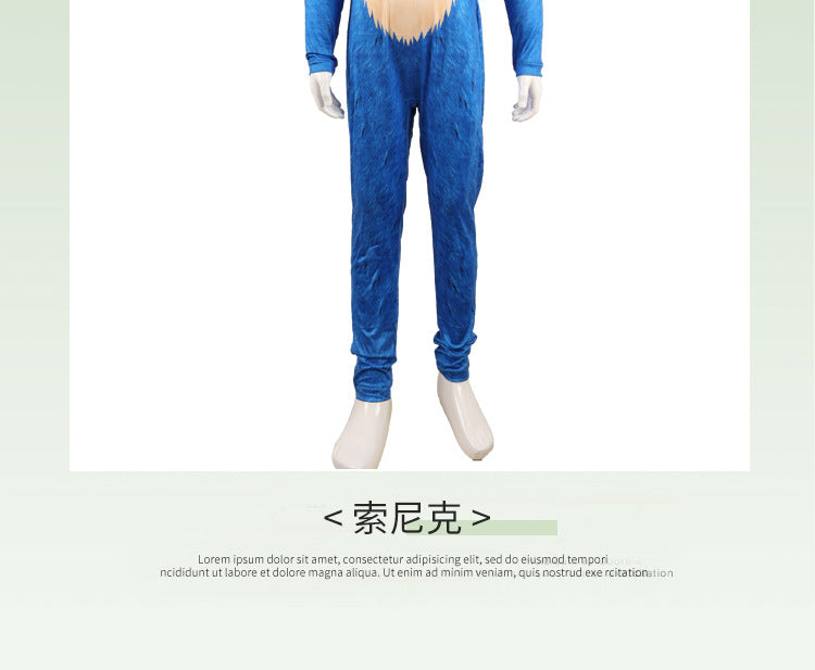 🦔 Spot Sonic Play Costume – Supersonic Kids Halloween Jumpsuit 💙🖤