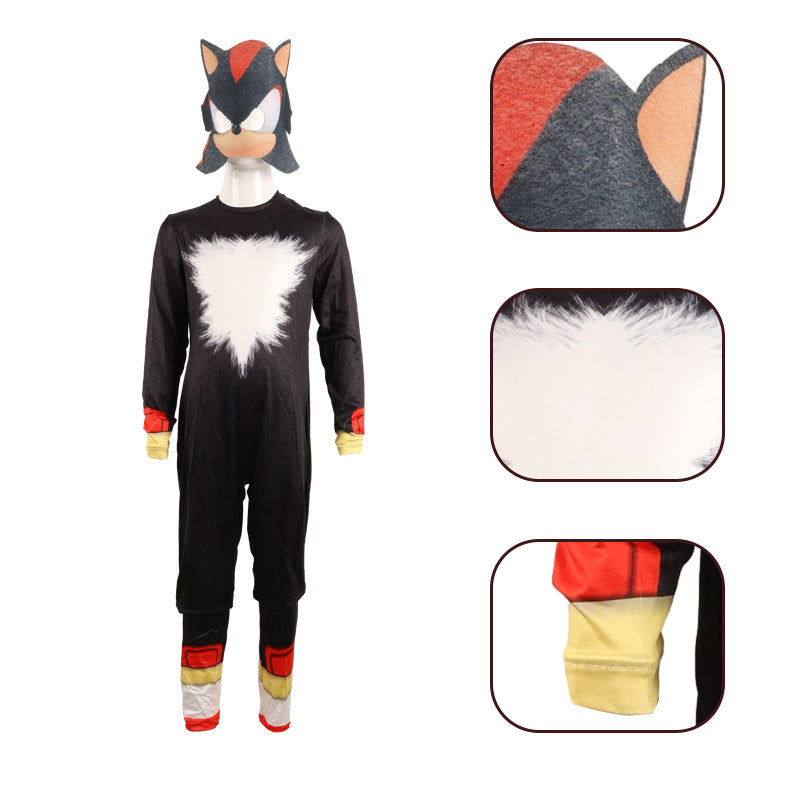 🦔 Spot Sonic Play Costume – Supersonic Kids Halloween Jumpsuit 💙🖤