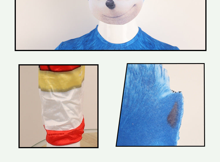🦔 Spot Sonic Play Costume – Supersonic Kids Halloween Jumpsuit 💙🖤