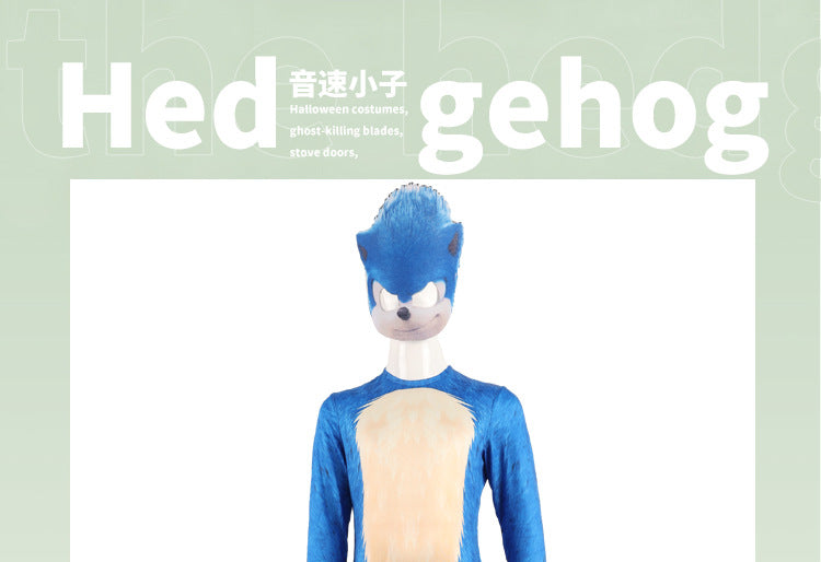 🦔 Spot Sonic Play Costume – Supersonic Kids Halloween Jumpsuit 💙🖤